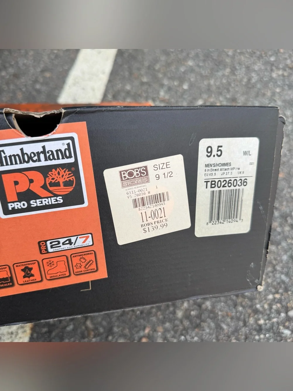 Timberland PRO 6IN Direct Attach Work Boots Men's 9.5 Soft Toe Insulated Black